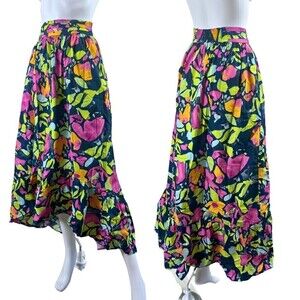 Allison NY Womens Size XS Hannah Floral Ruffle Maxi NEW Skirt Boho Resort Cotton